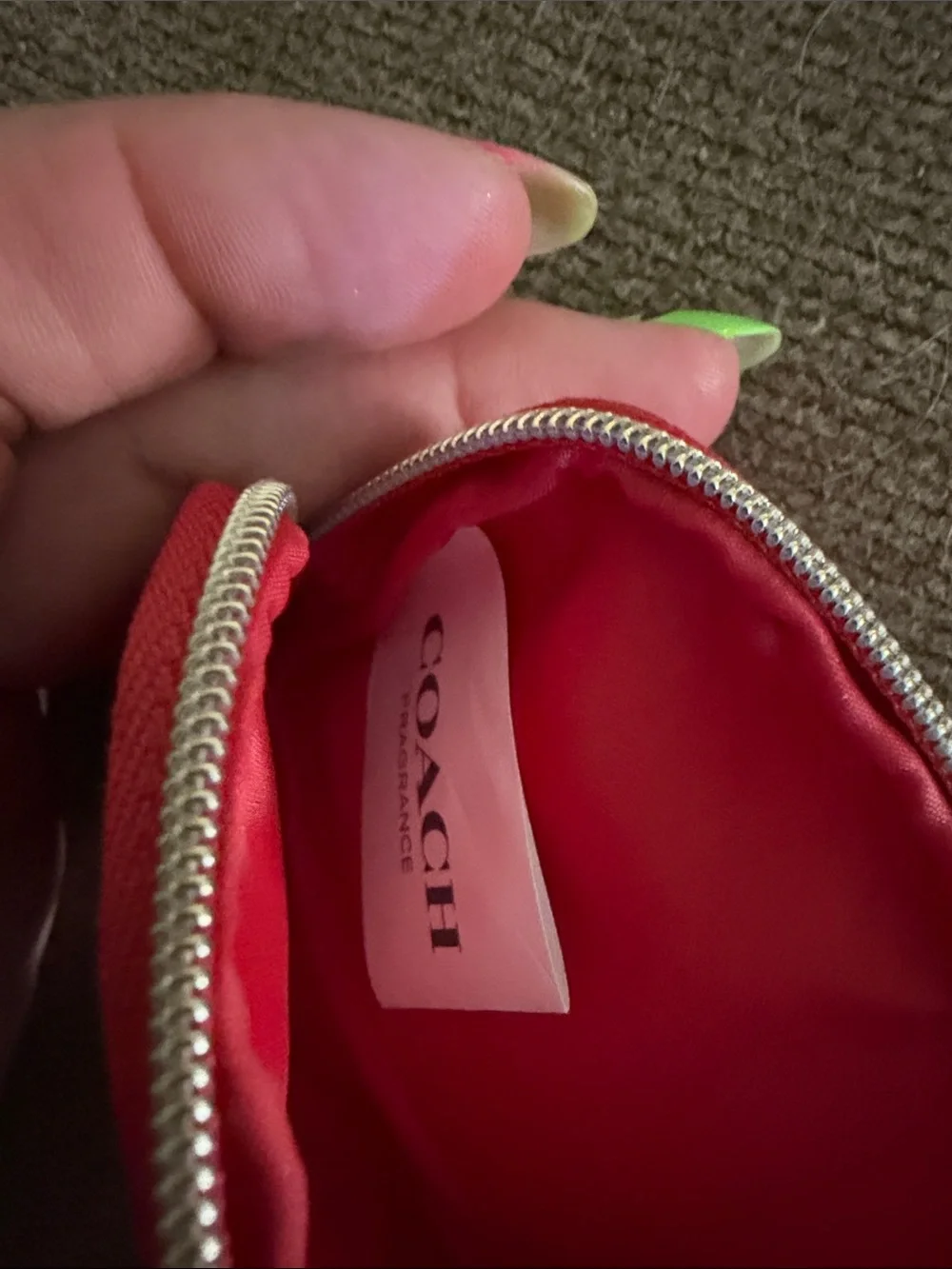 Coach Red Zip Coin Pouch with Gold Logo